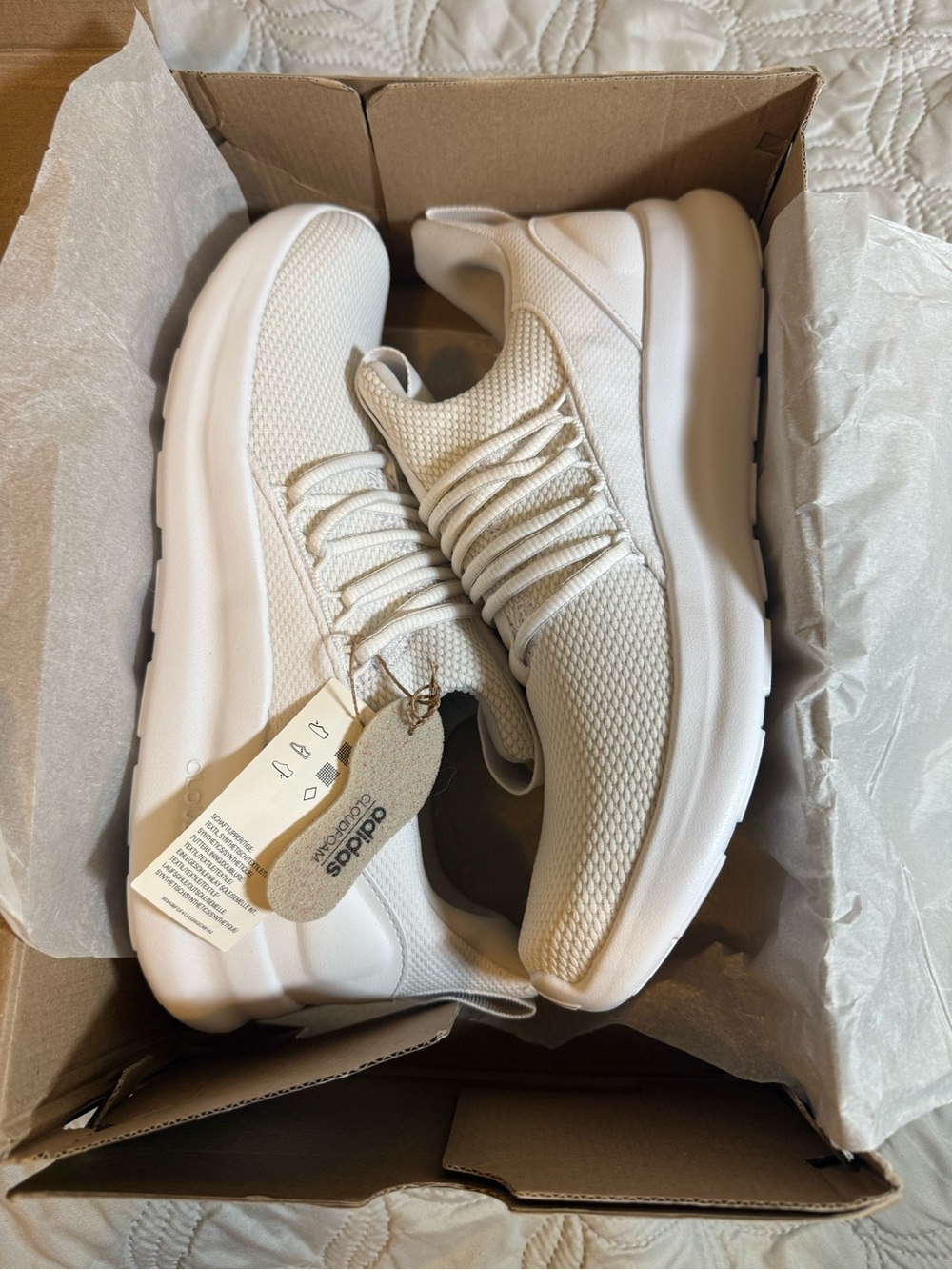 Adidas Lite Racer Adapt 7.0 Cloudfoam Triple White‎ NWT Size 10